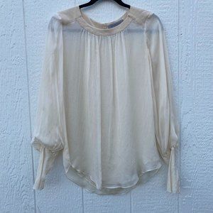 Sportmax MaxMara Vintage Silk Long Sleeve Blouse Cream